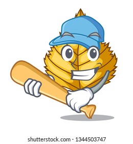 Playing baseball birch leaf in the mascot shape