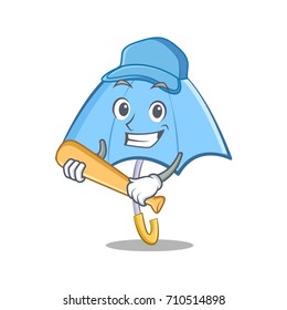 Playing baseball blue umbrella character cartoon