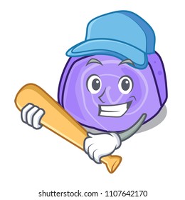 Playing baseball blueberry roll cake character cartoon