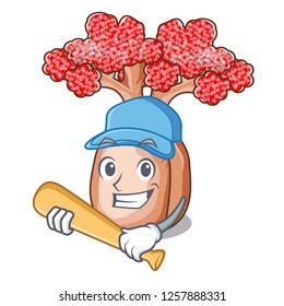 Playing baseball bottle tree in rose shape cartoon