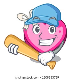 Playing baseball box heart in shape of mascot