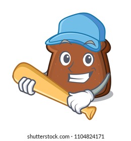 Playing baseball brown bread character cartoon