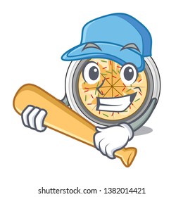 Playing baseball buchimgae is served in cartoon bowl
