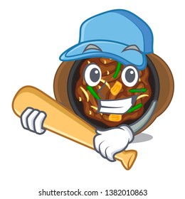 Playing baseball bulgogi is served on mascot plate