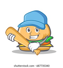 Playing baseball burger character fast food