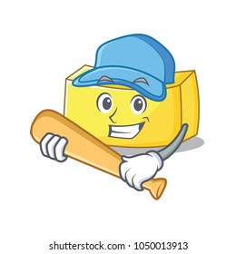 Playing baseball butter character cartoon style