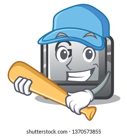 Playing baseball button G isolated in the cartoon