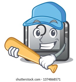 Playing baseball button O isolated in the cartoon