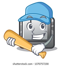 Playing baseball button I on a keyboard mascot