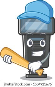 Playing baseball camera flash in the cartoon shape
