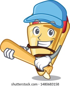 Playing baseball cartoon crepe cooked in frying pan