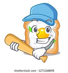 Playing baseball cartoon eggs sandwich in for breakfast