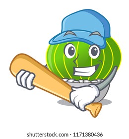 Playing baseball cartoon notocactus beautiful on the rocks