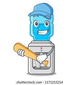 Playing baseball cartoon water cooler for office and home