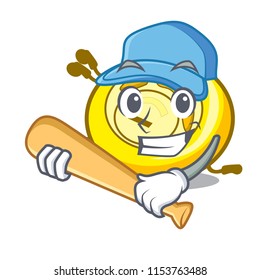 Playing baseball CD player character cartoon