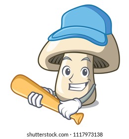 Playing baseball champignon mushroom character cartoon