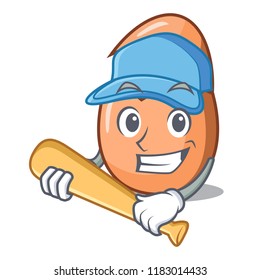 Playing baseball character broken egg on floor cartoon