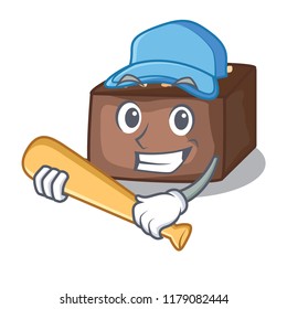 Playing baseball character cartoon almond cake with caramel