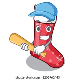 Playing baseball character christmas sock for decoration christmas
