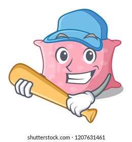 Playing baseball character cute pillows on the mattress