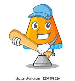Playing baseball character table office lamp in indoor