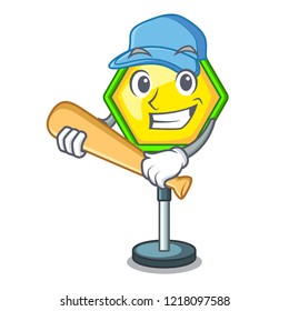 Playing baseball character traffic sign regulatory and warning