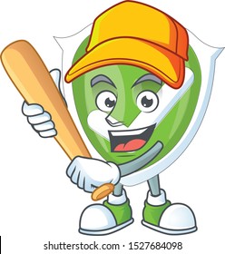 Playing baseball checkmark shield for symbol a protection