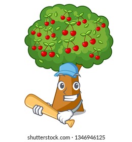 Playing baseball cherry tree in the cartoon shape