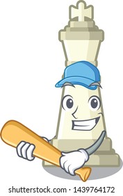 Playing baseball chess king isolated in the character
