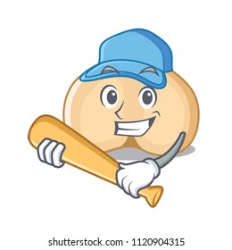 Playing baseball chickpeas character cartoon style