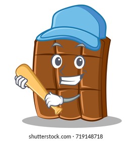 Playing baseball chocolate character cartoon style