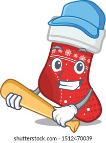 Playing baseball christmas stocking cartoon folded in cupboard