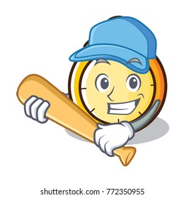 Playing baseball chronometer character cartoon style