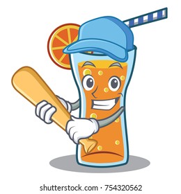 Playing baseball cocktail character cartoon style vector illustration