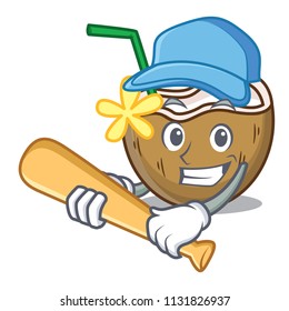 Playing baseball cocktail coconut character cartoon
