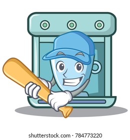 Playing baseball coffee maker character cartoon