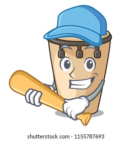 Playing baseball conga character cartoon style