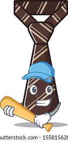 playing baseball cool tie character in the mascot