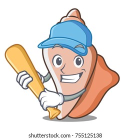 Playing baseball cute shell character cartoon