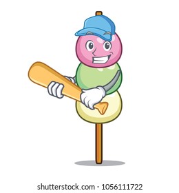 Playing baseball dango character cartoon style