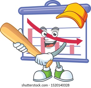 Playing baseball down graphic board cartoon character style.