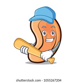 Playing baseball Ear character cartoon style
