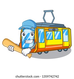 Playing baseball electric train in the character shape