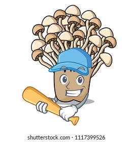 Playing baseball enoki mushroom character cartoon