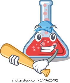 Playing baseball erlenmeyer flask isolated in the mascot