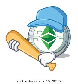 Playing baseball Ethereum classic character cartoon
