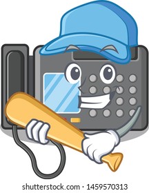 Playing baseball fax machine isolated in the mascot