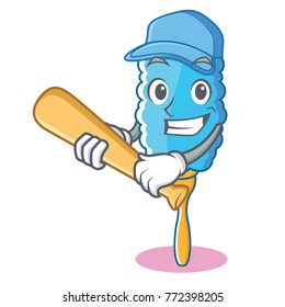 Playing baseball feather duster character cartoon