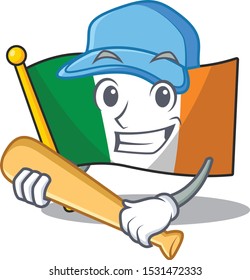 Playing baseball flag ireland isolated with the cartoon