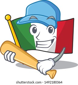 Playing baseball flag italy with the character shape